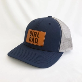 Girldad? Navy/Silver Leather Patch Trucker Hat
