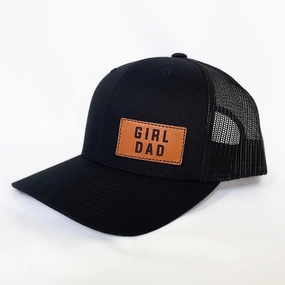 Girldad? Offset Black/Black Leather Patch Trucker Hat
