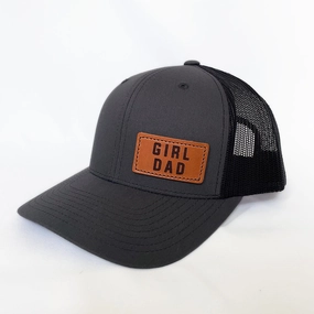 Girldad? Offset Charcoal/Black Leather Patch Trucker Hat