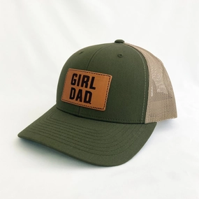 Girldad? Olive/Khaki Leather Patch Trucker Hat