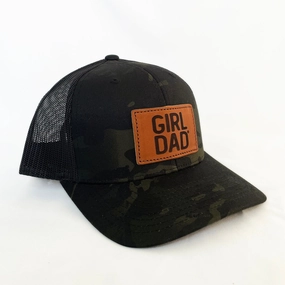 Girldad? Teak Black Camo Leather Patch Trucker Hat