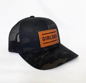 Girldad? Teak Leather Patch Trucker Hat Full Logo