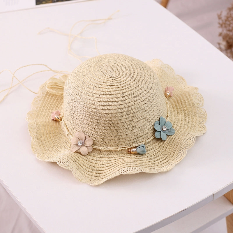 Girls' Straw Hat Crossbody Bag Set Fashion Princess Outdoor Beach Sun
