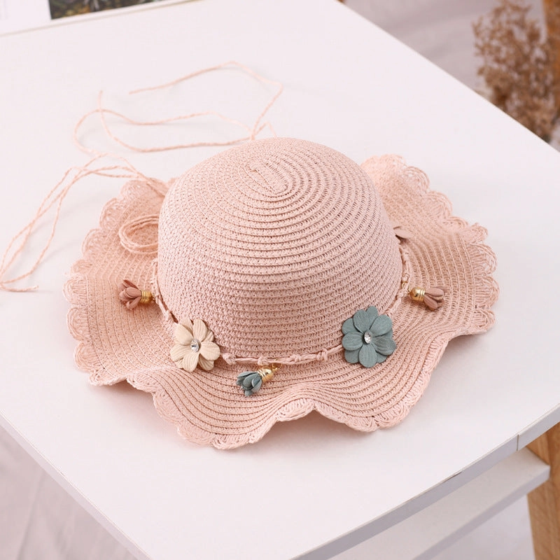 Girls' Straw Hat Crossbody Bag Set Fashion Princess Outdoor Beach Sun