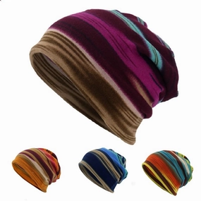 GLTR Colorful Striped Snood Beanie