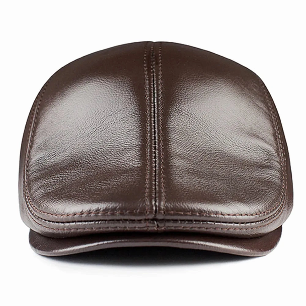 GLTR Earflaps Genuine Leather Flat Cap