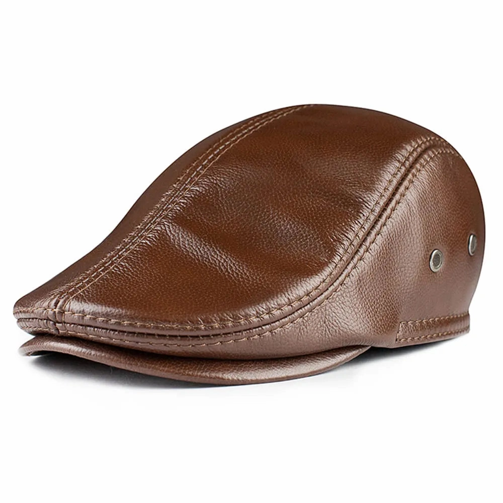 GLTR Earflaps Genuine Leather Flat Cap