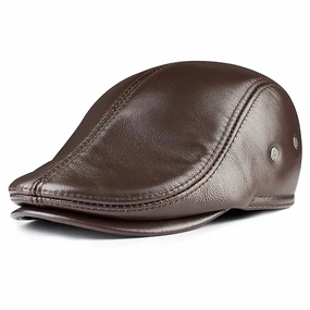 GLTR Earflaps Genuine Leather Flat Cap