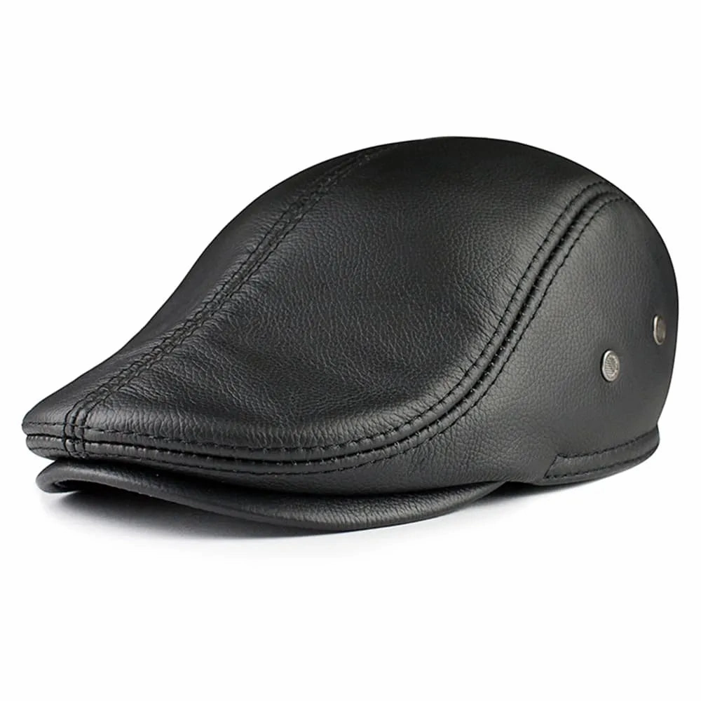 GLTR Earflaps Genuine Leather Flat Cap