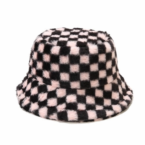 GLTR Plaid Fur Bucket Hat