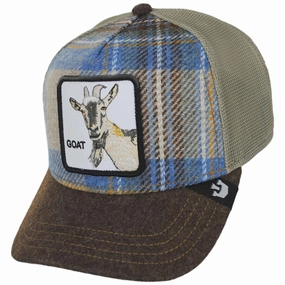 Goat British Plaid Mesh Trucker Snapback Baseball Cap