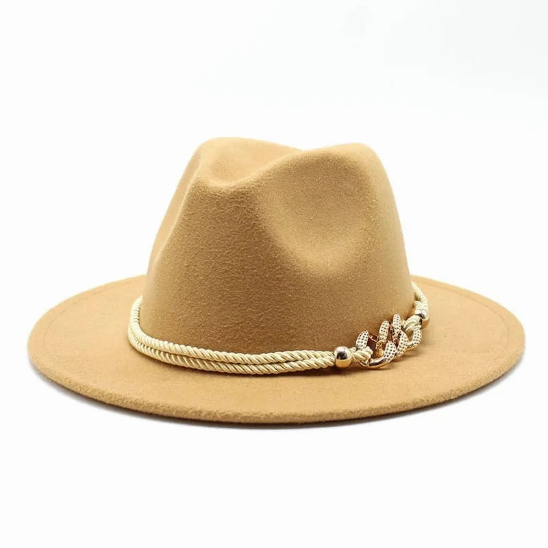 Golden Cord Felt Fedora Hat