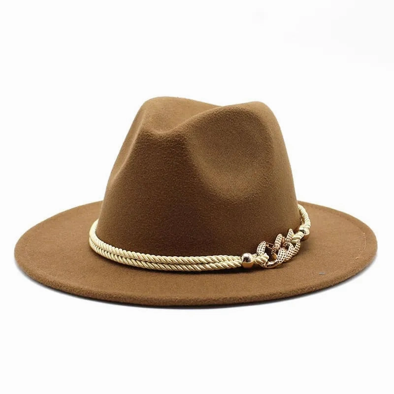 Golden Cord Felt Fedora Hat