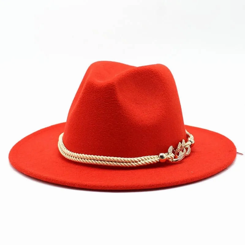 Golden Cord Felt Fedora Hat