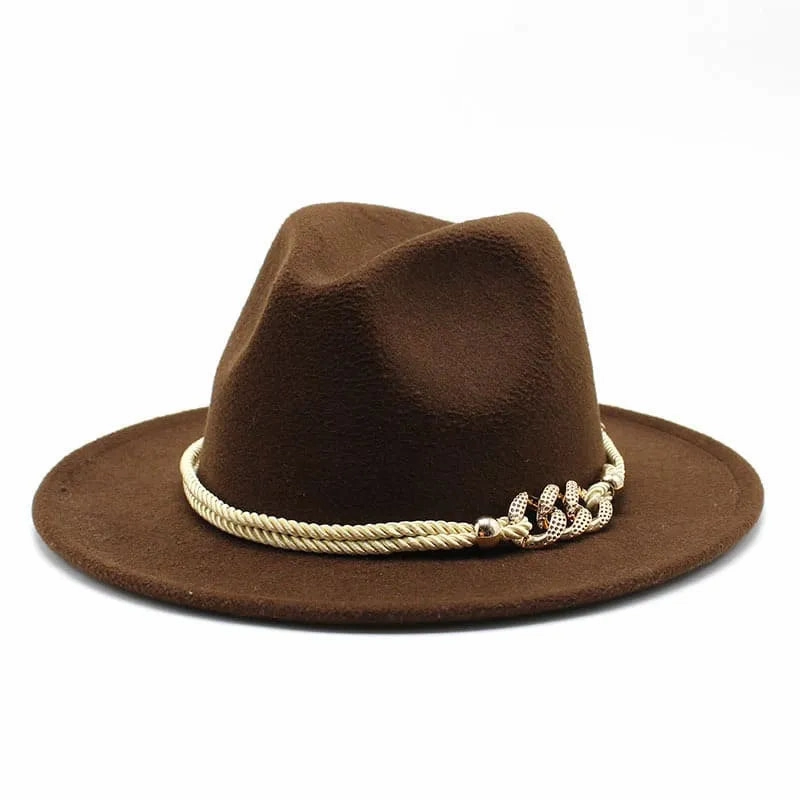 Golden Cord Felt Fedora Hat