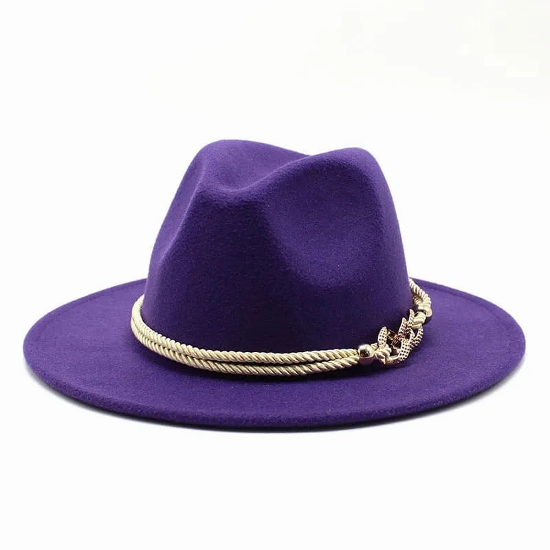 Golden Cord Felt Fedora Hat