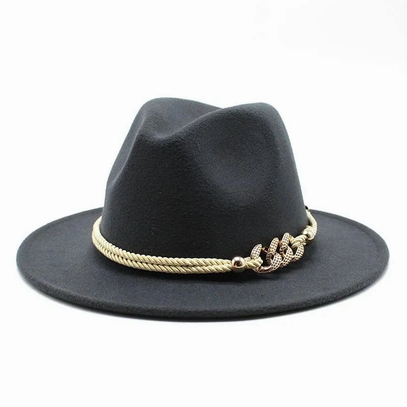 Golden Cord Felt Fedora Hat