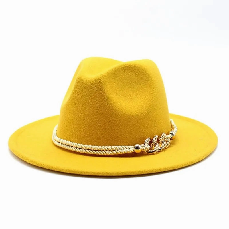 Golden Cord Felt Fedora Hat