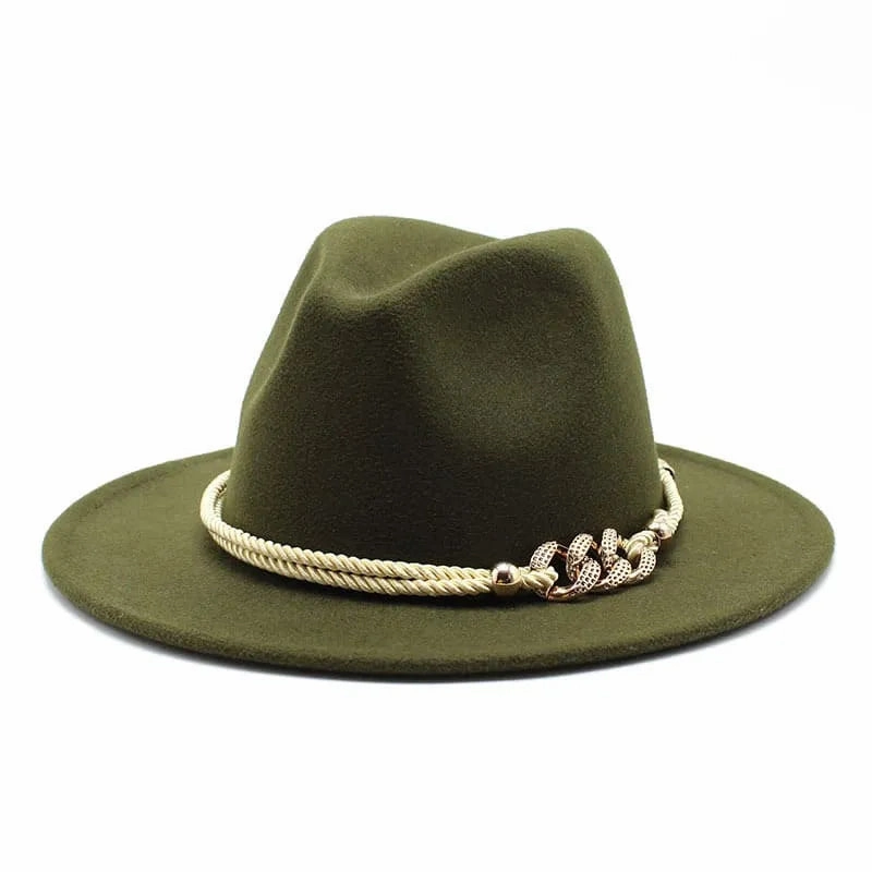 Golden Cord Felt Fedora Hat