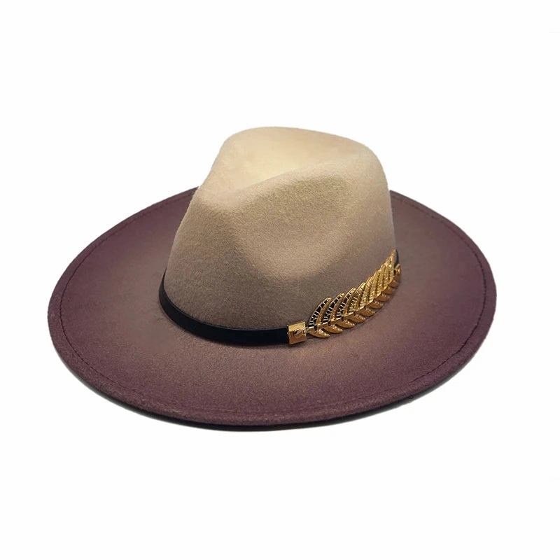 Golden Feather Gradient Fedora Hat