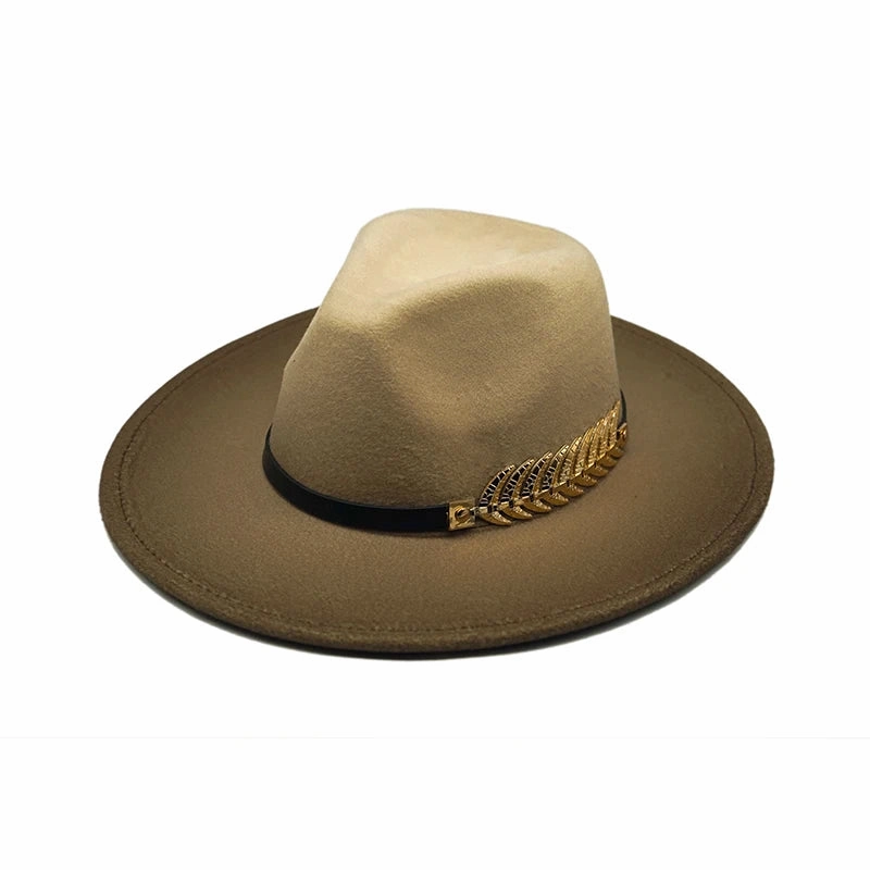 Golden Feather Gradient Fedora Hat