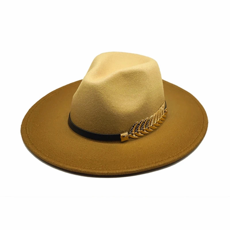 Golden Feather Gradient Fedora Hat