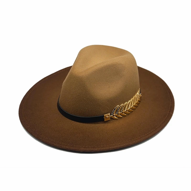 Golden Feather Gradient Fedora Hat