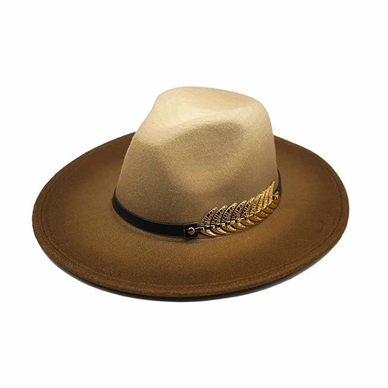 Golden Feather Gradient Fedora Hat