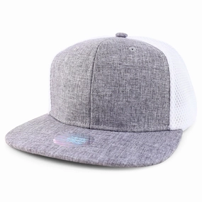 Gray with White Mesh - Flatbill Structured Baseball Cap