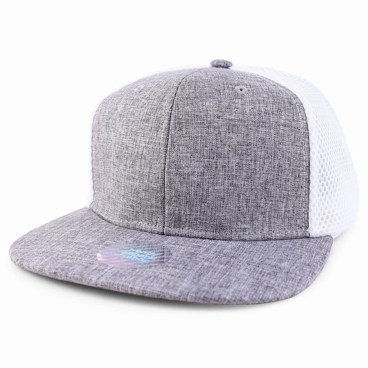 Gray with White Mesh - Flatbill Structured Baseball Cap