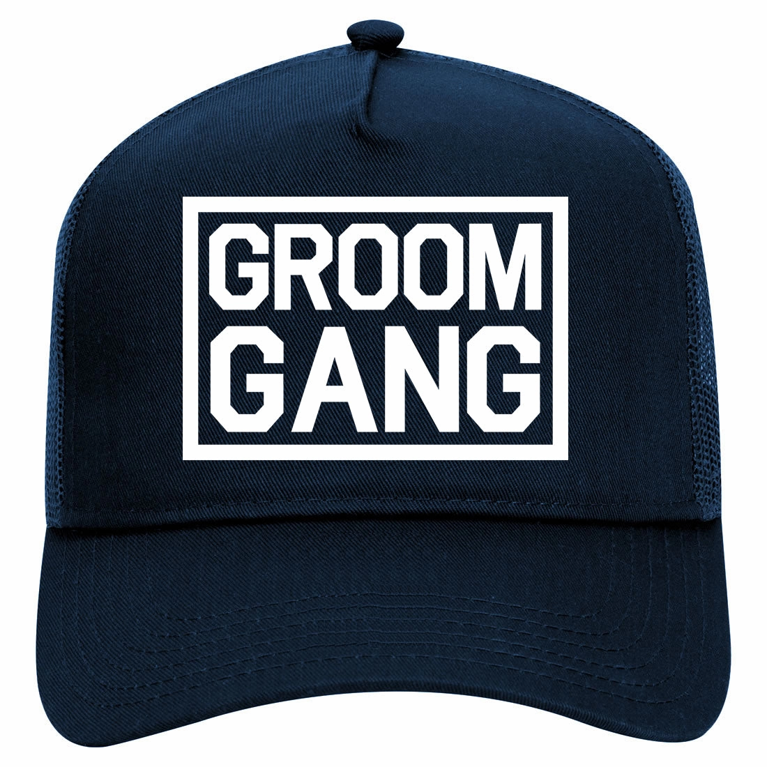 Groom Gang Bachelor Party Retro Adult 5 Panel Mesh Trucker Hat