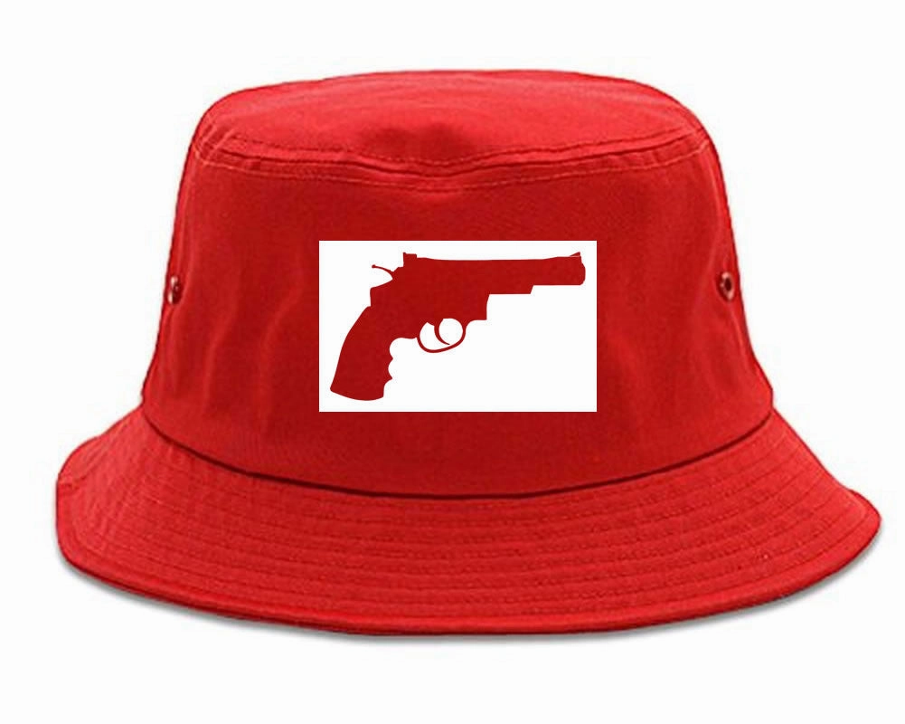 Gun Silhouette Revolver 45 Chrome Bucket Hat