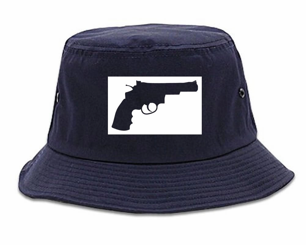 Gun Silhouette Revolver 45 Chrome Bucket Hat