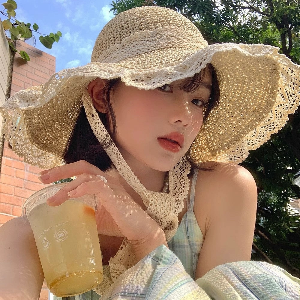 Handcrafted Lace Straw Hat