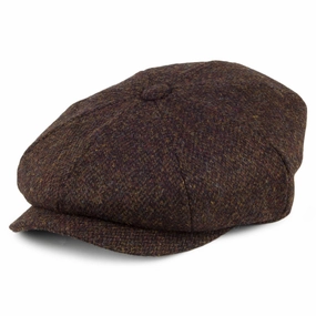 HARRIS TWEED Arnol Newsboy Cap - Moss-Brown