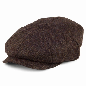 HARRIS TWEED Arnol Newsboy Cap - Moss-Brown