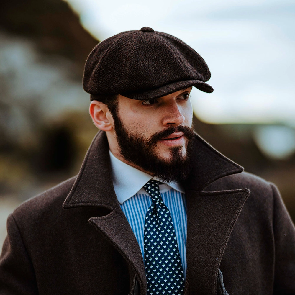 HARRIS TWEED Arnol Newsboy Cap - Moss-Brown