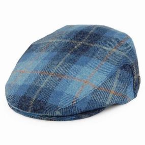 HARRIS TWEED Bay River Flat Cap - Blue-Navy