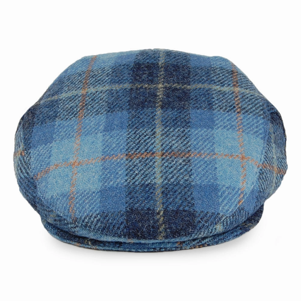 HARRIS TWEED Bay River Flat Cap - Blue-Navy
