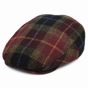 HARRIS TWEED Callanish Flat Cap - Burgundy-Multi