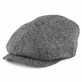 HARRIS TWEED Castlebay Newsboy Cap - Black-Grey