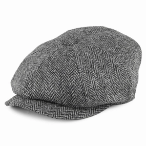 HARRIS TWEED Castlebay Newsboy Cap - Black-Grey