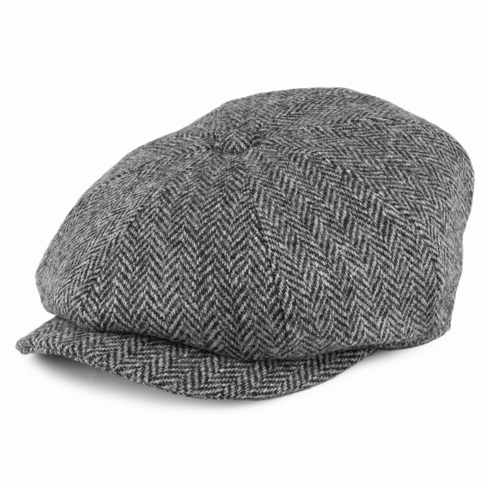 HARRIS TWEED Castlebay Newsboy Cap - Black-Grey