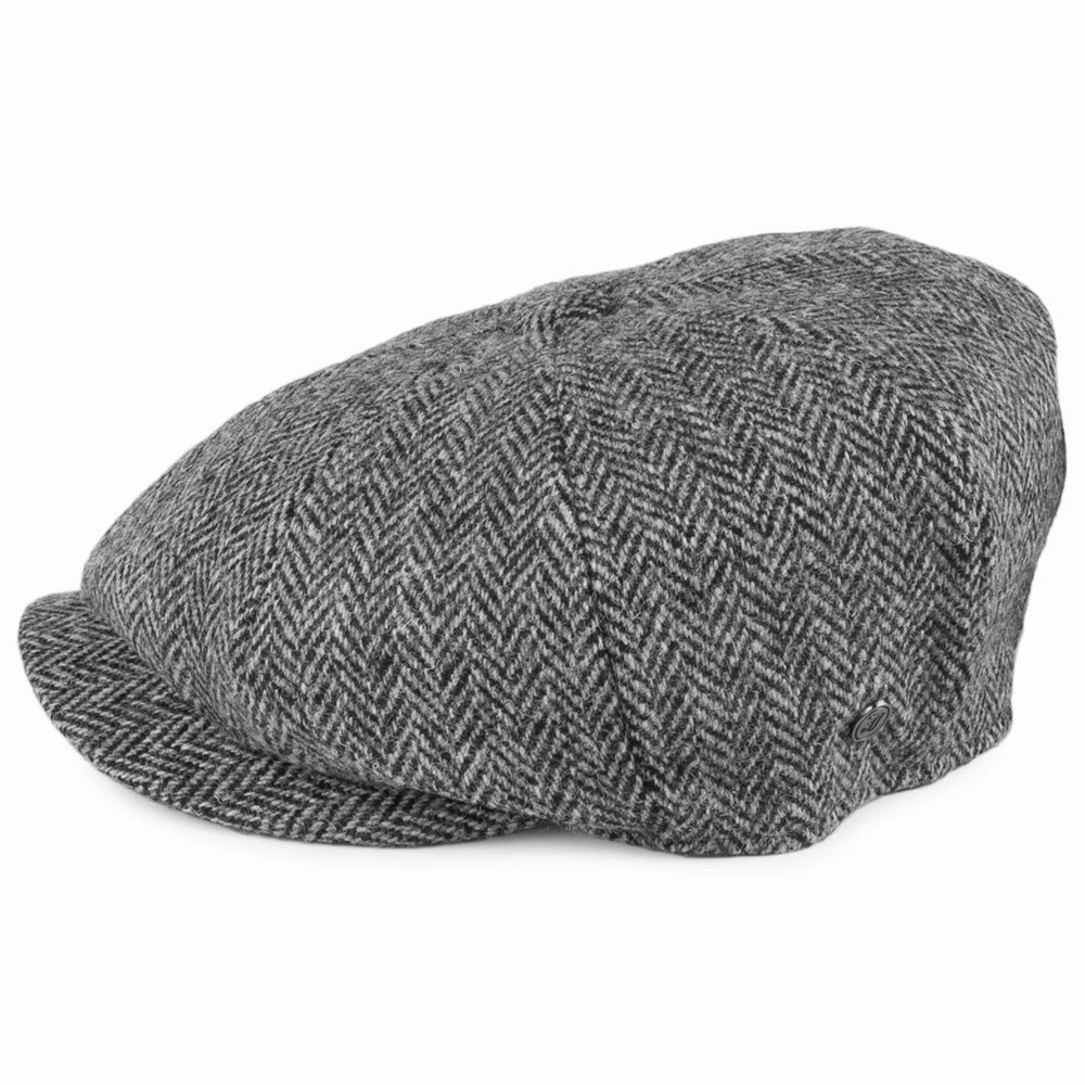 HARRIS TWEED Castlebay Newsboy Cap - Black-Grey
