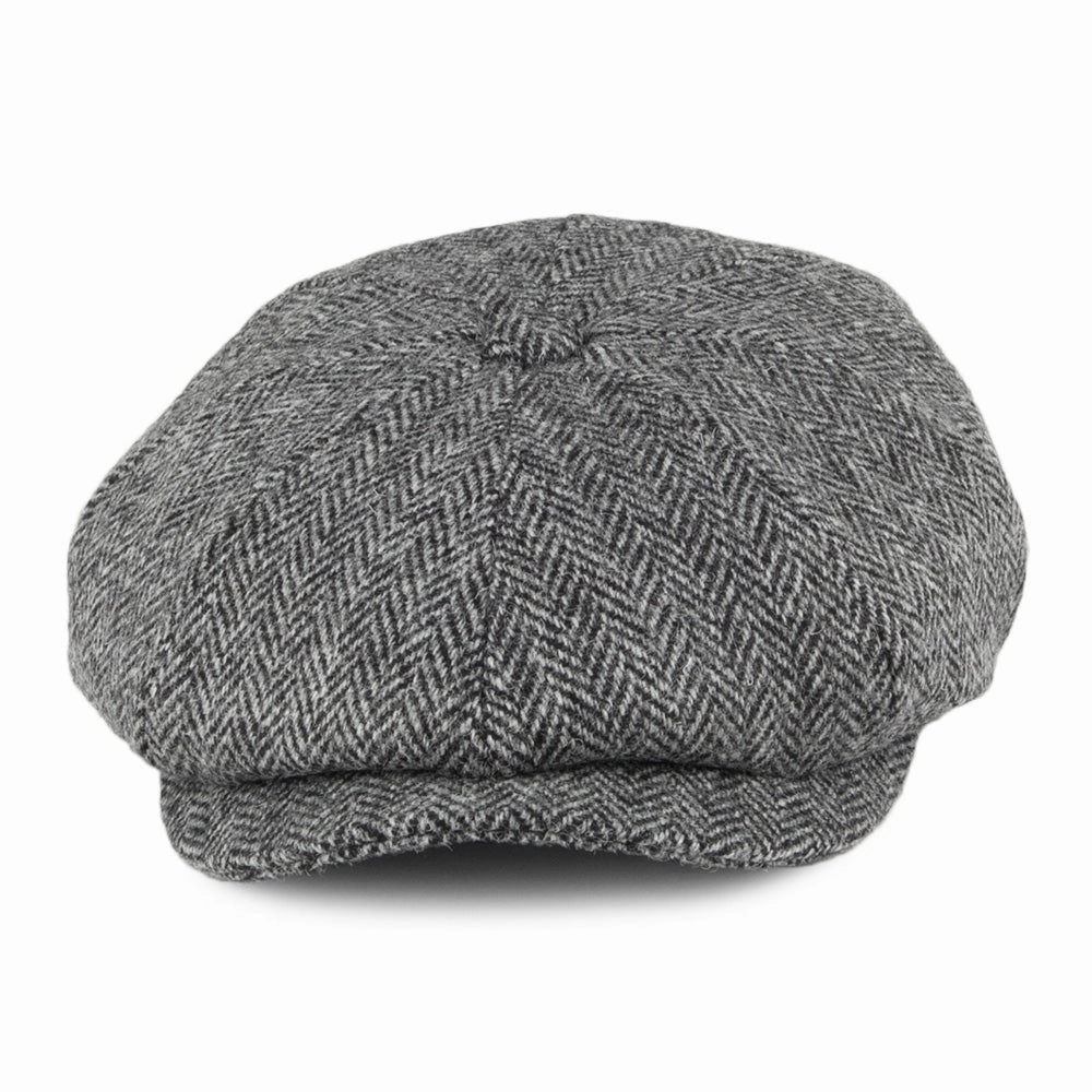 HARRIS TWEED Castlebay Newsboy Cap - Black-Grey
