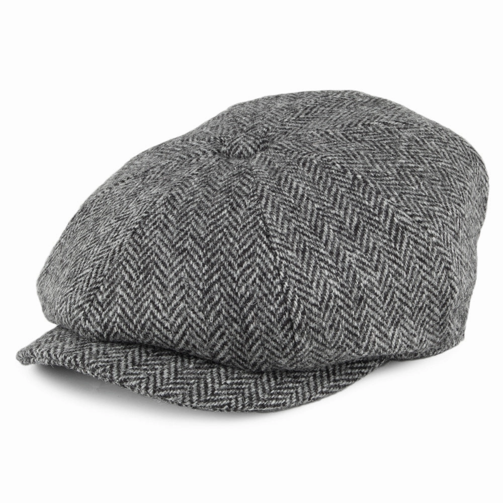 HARRIS TWEED Castlebay Newsboy Cap - Black-Grey