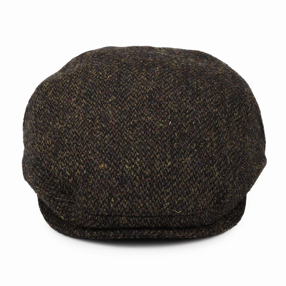 HARRIS TWEED Ferness Flat Cap - Moss-Brown