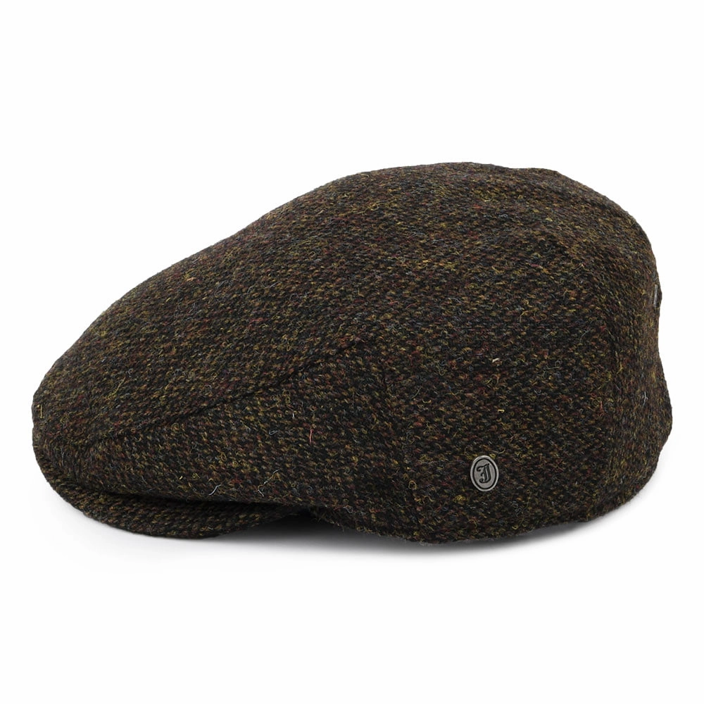 HARRIS TWEED Ferness Flat Cap - Moss-Brown