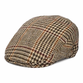 HARRIS TWEED Locheport Flat Cap - Brown-Tan