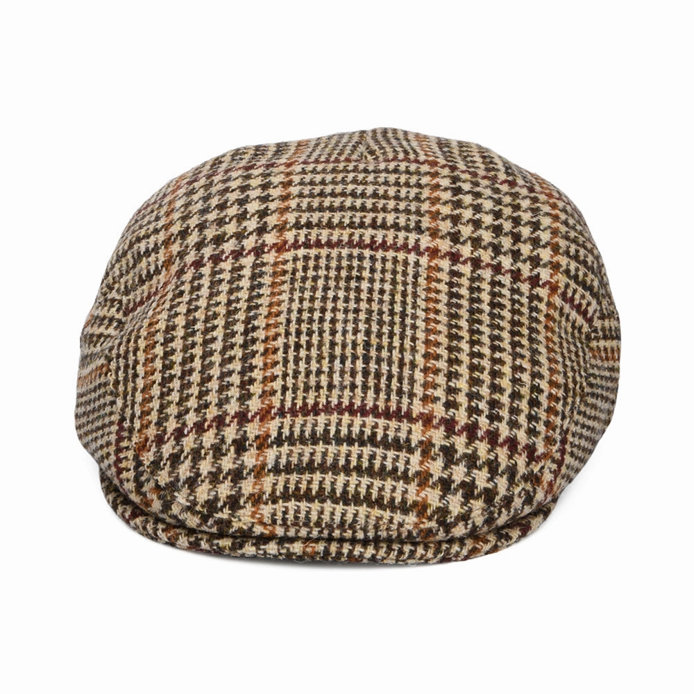 HARRIS TWEED Locheport Flat Cap - Brown-Tan
